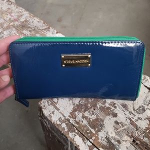 Steve Madden Zip Wallet Cobalt Blue Emerald Green